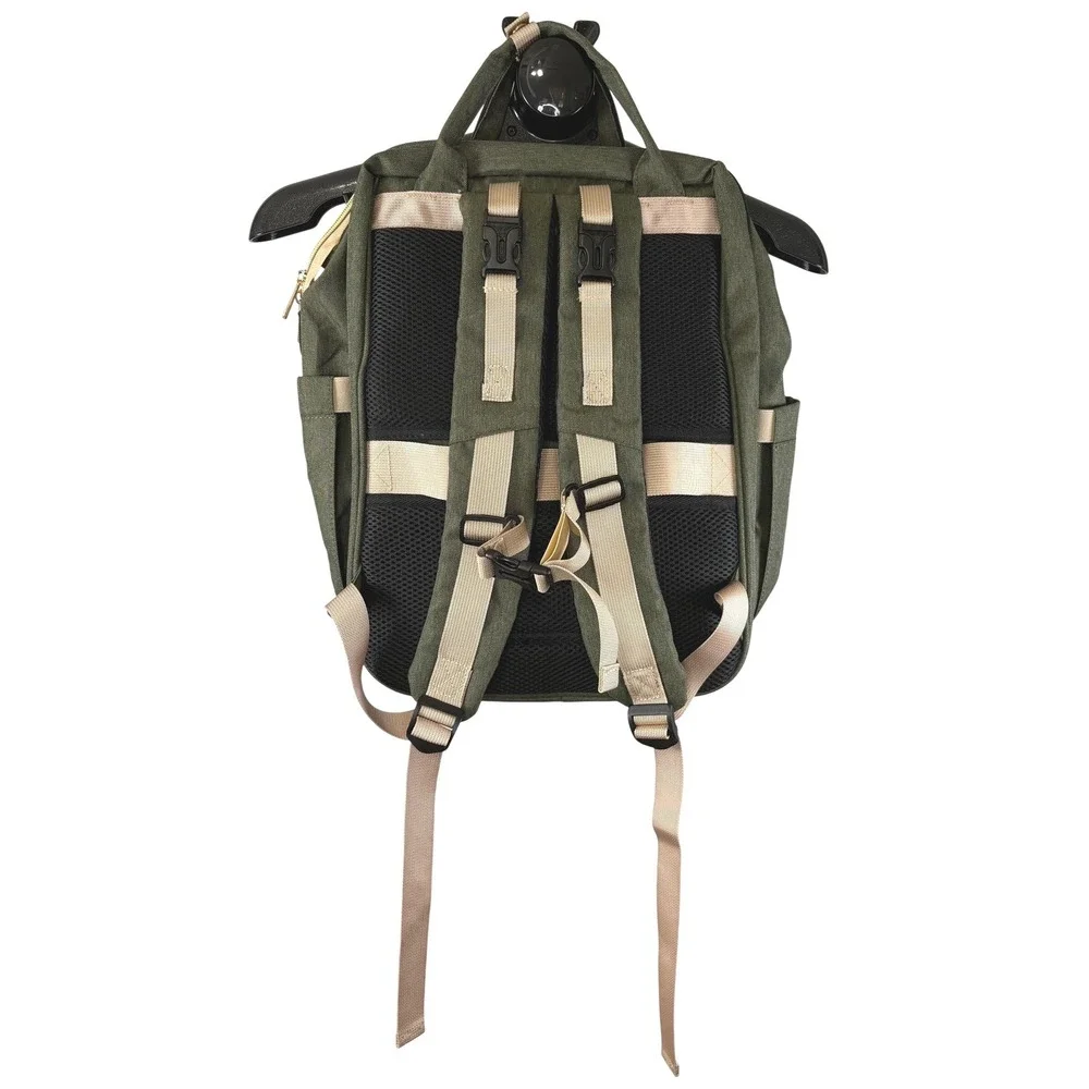 Happy Luoka Diaper Bag Backpack Olive Green Expandable Portable Crib Travel Bag